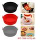 Imagem de Kit 3 Cestos Silicone Airfryer 20Cm Antiaderente Livre Bpa