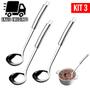 Imagem de Kit 3 Concha de Feijão Aço Inoxidável Grande Luxo Utensílios para Cozinha Prime Multiuso