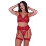 Imagem de KIT 3 Conjunto Lingerie Sutiã sem Bojo e Perneira Sensual - KIT 3 AMÉLIA PRETO VERMELHO BRANCO