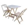 Imagem de Kit 3 Conjuntos de Mesa Dobravel com 2 Cadeiras de Madeira 70x70 para Restaurante e Bar - sem Pintur