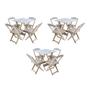 Imagem de Kit 3 Conjuntos de Mesa Dobravel com 4 Cadeiras de Madeira 70x70 para Restaurante e Bar - sem Pintur