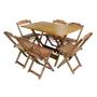 Imagem de Kit 3 Conjuntos de Mesa Dobravel com 6 Cadeiras de Madeira 120x70 para Restaurante e Bar - Mel