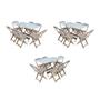 Imagem de Kit 3 Conjuntos de Mesa Dobravel com 6 Cadeiras de Madeira 120x70 para Restaurante e Bar- sem Pintur