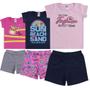 Imagem de Kit 3 Conjuntos de Verão Infantil Criança Com 3 Blusinha e 3 Shorts Em Cotton Algodão