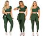 Imagem de Kit 3 Conjuntos Feminino Fitness Moda Evangélica Calça Legging Saia Com Bolso e Top Cropped Treino  Academia The Start