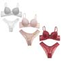 Imagem de Kit 3 Conjuntos Lingerie Calcinha Sutiã Bojo Casual