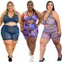 Imagem de Kit 3 Conjuntos Plus Size Feminino Fitness Roupa Academia Short e Cropped