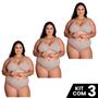 Imagem de Kit 3 Conjuntos Sutiã e Calcinha Cotton Amamentação Plus Size Tamanho Grande Ajustavel Moda Maternal
