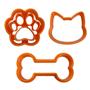 Imagem de Kit 3 Cortadores Modeladores Cachorro Dog Gato Biscoito 10Cm