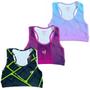 Imagem de Kit 3 Cropped Academia Feminino Fitness Top Treino Confortável Estampado Ginástica Musculação