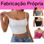 Imagem de Kit 3 Cropped Alcinha Canelado Feminino Top Faixa