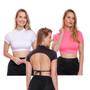 Imagem de Kit 3 Cropped Costas Nua Blusa Camiseta Manga Curta Feminino Suplex