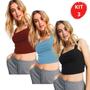 Imagem de Kit 3 Cropped Ribana com Alça Slim Fitness