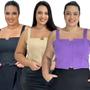 Imagem de Kit 3 Cropped Top Plus Size Alfaiataria Luxo Com Detalhe Lastex Moda Feminina G1 G2 G3