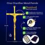 Imagem de Kit 3 Crucifixo Cruz Metal Moderno Cromado 15cm Atacado