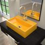 Imagem de Kit 3 Cubas de Apoio para Banheiro Q45w Retangular Compace Amarelo