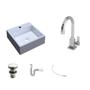 Imagem de Kit 3 Cubas Q355 com Torneira Luxo 1195 Metal Válvula Click 1 Polegada G Sifão Pvc Flexível Compace Branco