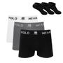 Imagem de Kit 3 Cueca Boxer Polo Wear Microfibra Sortido + 3 Meias M3