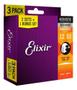 Imagem de Kit 3 Encordoamentos Elixir Violão Aço 012 80/20 Br 16539