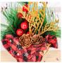 Imagem de Kit 3 Enfeite Natalino Mini Vaso Xadrez Decorativo Natal Com Flor 19 cm