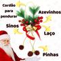 Imagem de Kit 3 Enfeites Natal Pendurar Laço Pinha 32cm - Colorido