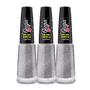Imagem de Kit 3 Esmalte para Unhas Sublime Cor Prata com Glitter Filha Única 702 8ml Guga