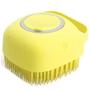 Imagem de kit 3 Esponja Silicone Para Banho Dispenser Shampoo amarela