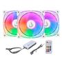 Imagem de Kit 3 Fans Rise Mode Aura Frost Pro ARGB Com Controladora 120mm Branco - RM-CF-02-ARGB