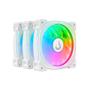Imagem de Kit 3 Fans Rise Mode Aura Frost Pro ARGB Com Controladora 120mm Branco - RM-CF-02-ARGB