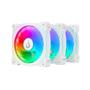 Imagem de Kit 3 Fans Rise Mode Aura Frost Pro ARGB Com Controladora 120mm Branco - RM-CF-02-ARGB