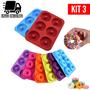 Imagem de Kit 3 Forma de Donuts e Rosquinhas Doces Silicone Antiaderente para Cozinha Multiuso Colorida