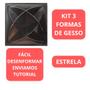 Imagem de Kit 3 Forma De Gesso Estrela 28x28cm Formas p/ Gesso Decoração 3D Envios em até 24h Uteis