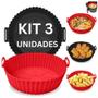 Imagem de Kit 3 Formas Silicone Para Fritadeira Air Fryer Microondas Reutilizável Lavável com Alça Antiaderente