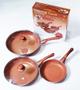 Imagem de Kit 3 Frigideiras Titânio Cerâmica Antiaderente Cobre Panela Cozinha