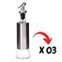 Imagem de Kit 3 Galheteiro Azeite Vinagre 300ml Vidro Inox com Dosador