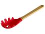 Imagem de Kit 3 Garfos Para Massas de Silicone Cabo de Bamboo Mor Vermelho