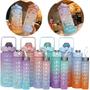 Imagem de Kit 3 Garrafa De Água Squeeze Galão 2l Litros Motivacional Academia Colorida Antivazamento 3D
