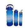 Imagem de KIT 3 Garrafas Água Squeeze Galão com adesivos lembretes beber agua com suporte para celular Design AZUL