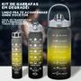 Imagem de Kit 3 Garrafas de Água 300ml/800ml/2L Estampada Acompanha Adesivos 