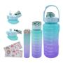 Imagem de Kit 3 Garrafas de Água 300ml/800ml/2L Estampada Acompanha Adesivos 