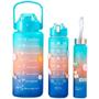 Imagem de Kit 3 garrafas de água  com 2l / 800ml / 300ml coloridas