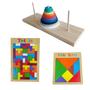 Imagem de Kit 3 Jogos Educativo Torre de Hanói Tetris 40 peças e Tangram