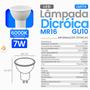 Imagem de Kit 3 Lâmpadas Led Dicroica Gu10 MR16 7W Bivolt 2700K / 4000K / 6000K Luminatti