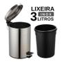 Imagem de Kit 3 Lixeiras Cesto Lixo 3 Litros Pedal Emborrachado 100%