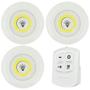 Imagem de Kit 3 Luminaria Lampada Led Spot Sem Fio Controle Remoto Cor Branco Pilha Aaa