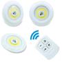 Imagem de Kit 3 Luminaria Lampada Led Spot Sem Fio Controle Remoto Cor Branco Pilha Aaa