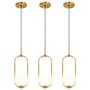 Imagem de Kit 3 Luminárias Lustre Arco Dourado Globo Cama Quarto 43cm