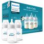 Imagem de kit 3 Mamadeiras Avent Classica Anticólica 260ml 1m+ Transparente Philips Avent