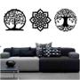 Imagem de Kit 3 Mandalas Decorativas Mdf 30X30 Vazado Preto Modelo 2