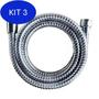 Imagem de Kit 3 Mangueira Engate Flexivel Metal Cromado 1,20M Ducha